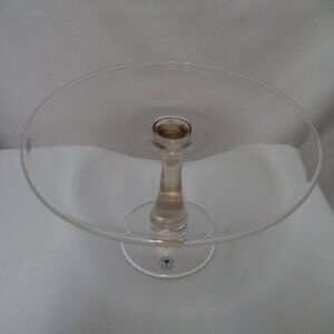 Bombay glass Cake stand pedestal display Made in Poland 7" x 11.5" Vintage NEW